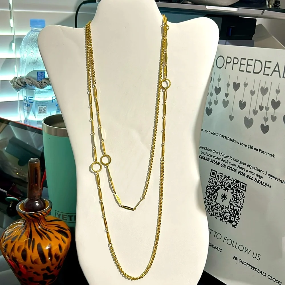GOLD TONE LONG NECKLACE 53”
